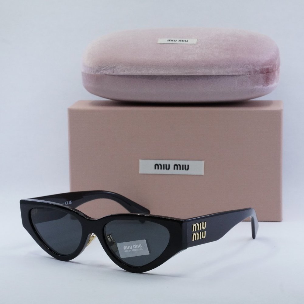 Preowned MIU MIU MU03ZS 1AB5S0 BLACK DARK GREY SUNGLASSES